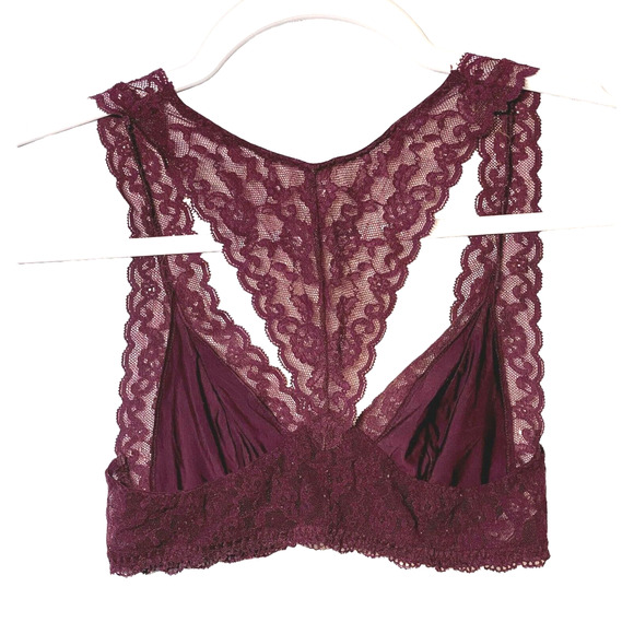 VS Lace Bralette X Smaill Pullover Racer Back Burgundy Lined Cup - Picture 2 of 10